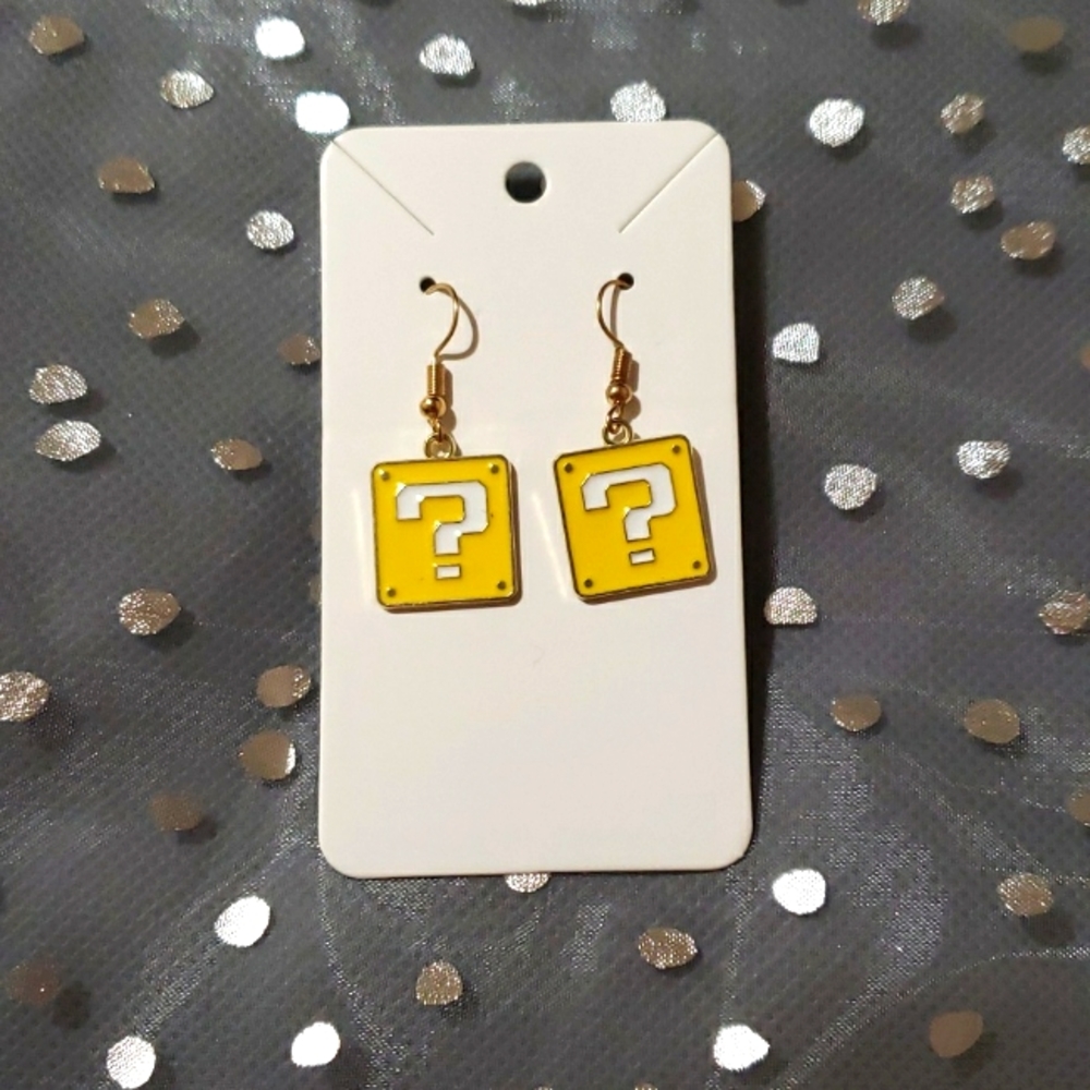 Super Mario question mark earrings